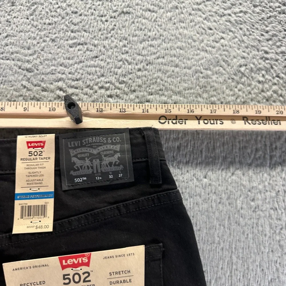 Levi's 502 Jeans Boys 12 Husky Black Cotton Denim Tapered Leg Stretch